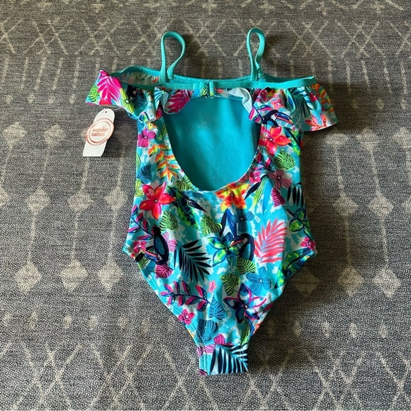 NWT Wonder Nation One Piece Swimsuit Tropical Print XS 4/5 - Picture 3 of 4